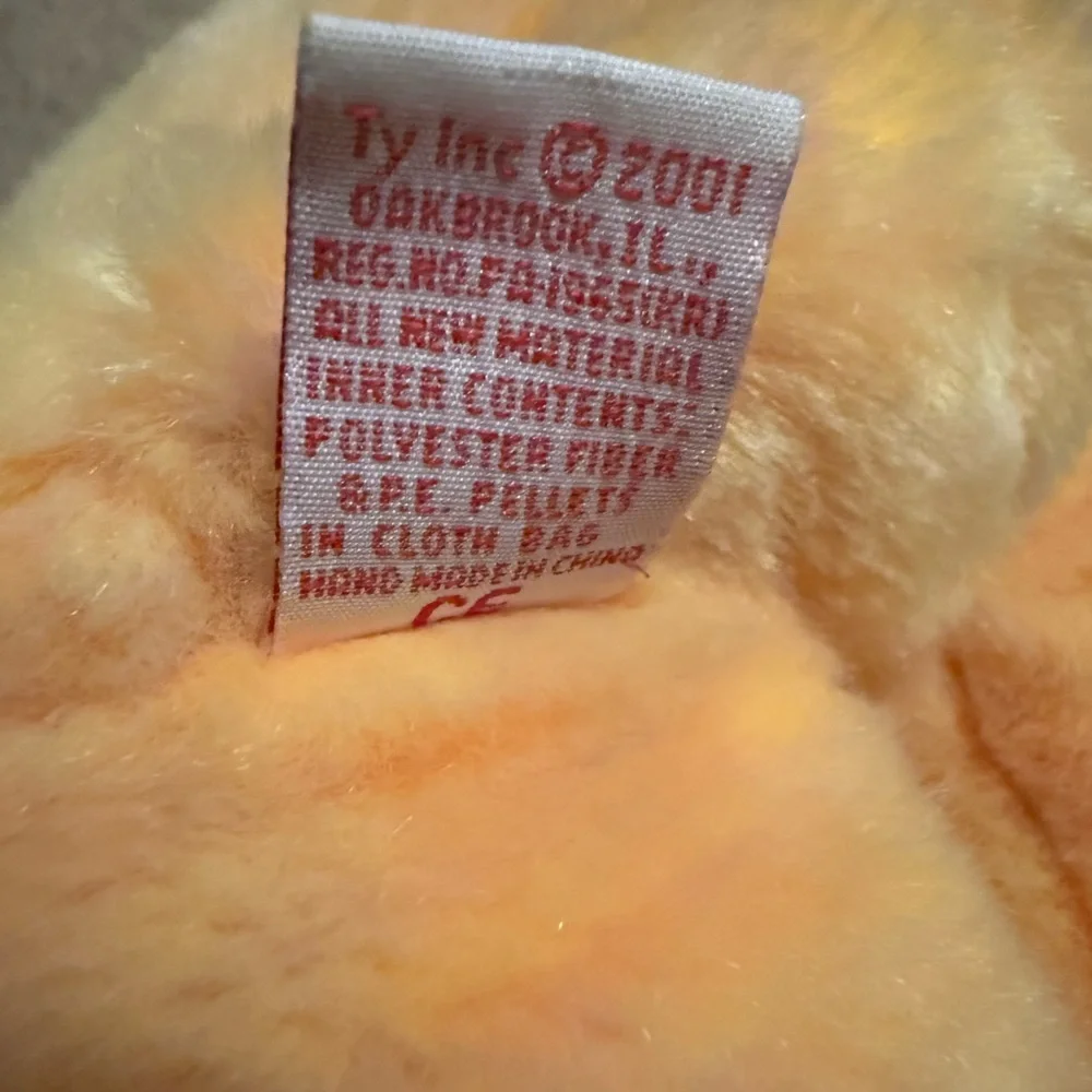Ty 2001 Orange Plush Bear with Bow
